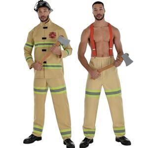 Men's Firefighter Costume Set fireman costume dress up play Halloween Large new